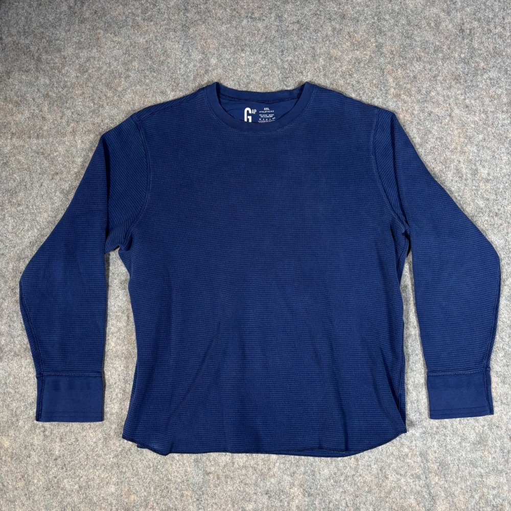 Gap Thermal Shirt Mens XXL Blue Waffle Knit Long Sleeve 598121 Athletic Fit 2007